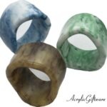 ACRYLIC RESIN CERAMIC NAPKIN RINGS (SET OF 4 - AZUL BLUE)