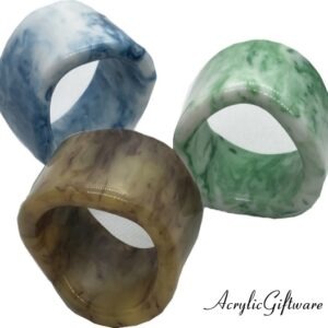 ACRYLIC RESIN CERAMIC NAPKIN RINGS (SET OF 4 - SANDSTONE BROWN)