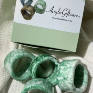 ACRYLIC RESIN CERAMIC NAPKIN RINGS (SET OF 4 - VERDE GREEN)