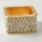 Square Rhinestone & Alloy Napkin Ring (6-Pack - GOLD)