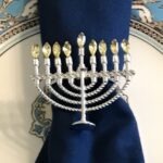 CHANUKAH MENORAH NAPKIN RING (SET OF 12 SILVER)