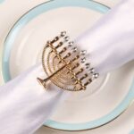 CHANUKAH MENORAH NAPKIN RING (SET OF 12 GOLD)
