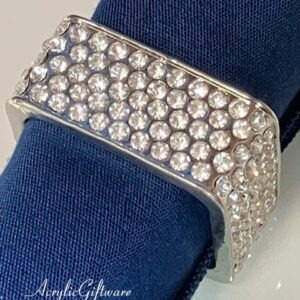 Square Rhinestone & Alloy Napkin Ring (20-Pack - SILVER)
