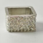 Square Rhinestone & Alloy Napkin Ring (12-Pack - SILVER)