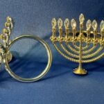 CHANUKAH MENORAH NAPKIN RING (SET OF 12 GOLD)