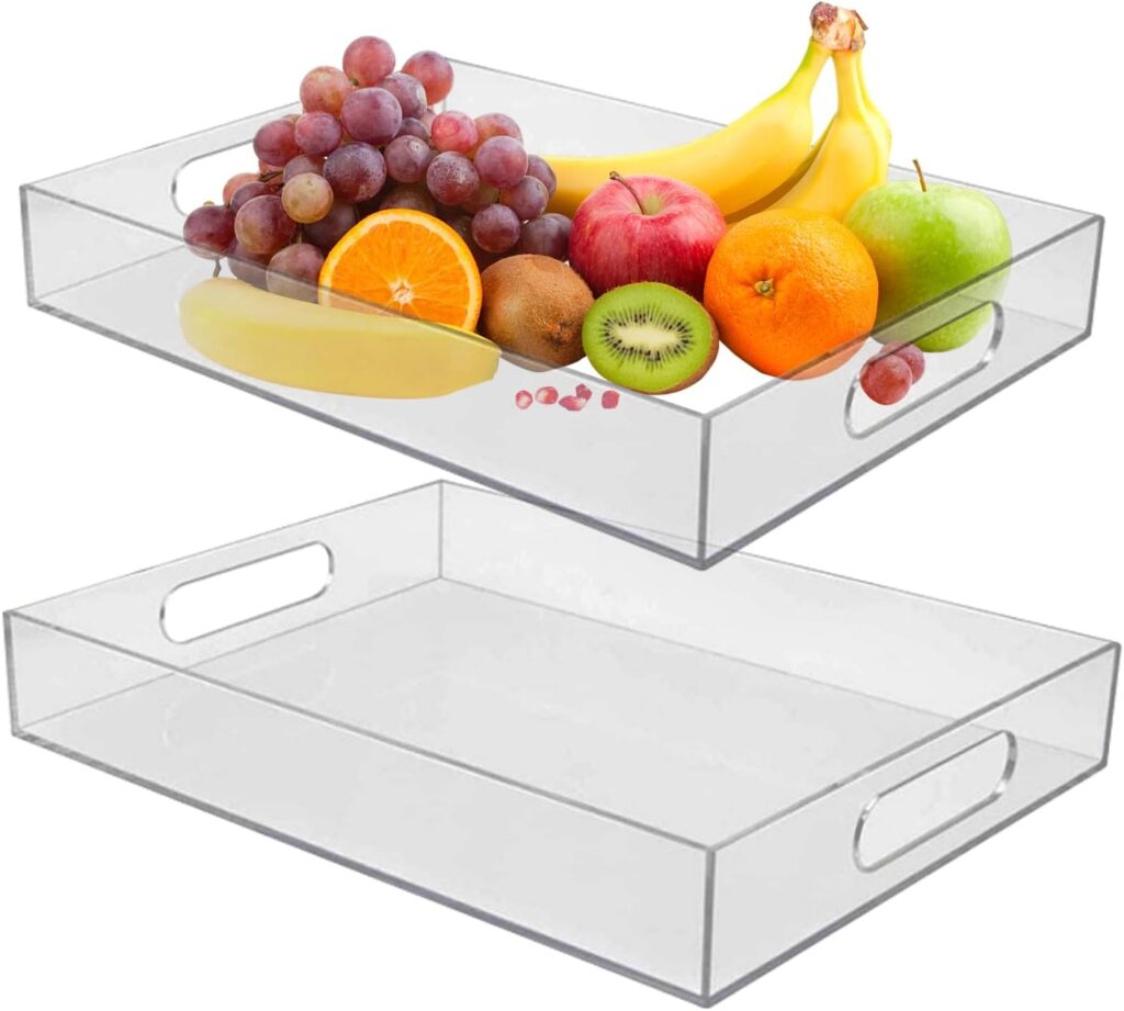 Custom cut acrylic napkin holder with gray fabric on a modern tabletop.